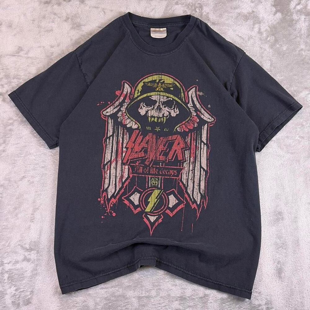 Vintage Slayer All Life Decays T-Shirt Mens Medium Black Band Tee Hanes